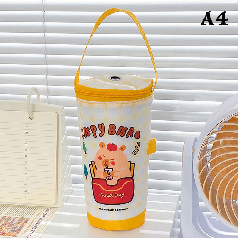Bolsa de mano portátil para té de la leche, bolsa de preservación del calor, bolso ecológico, cubierta de taza aislada, accesorios para vasos: Amarillo claro
