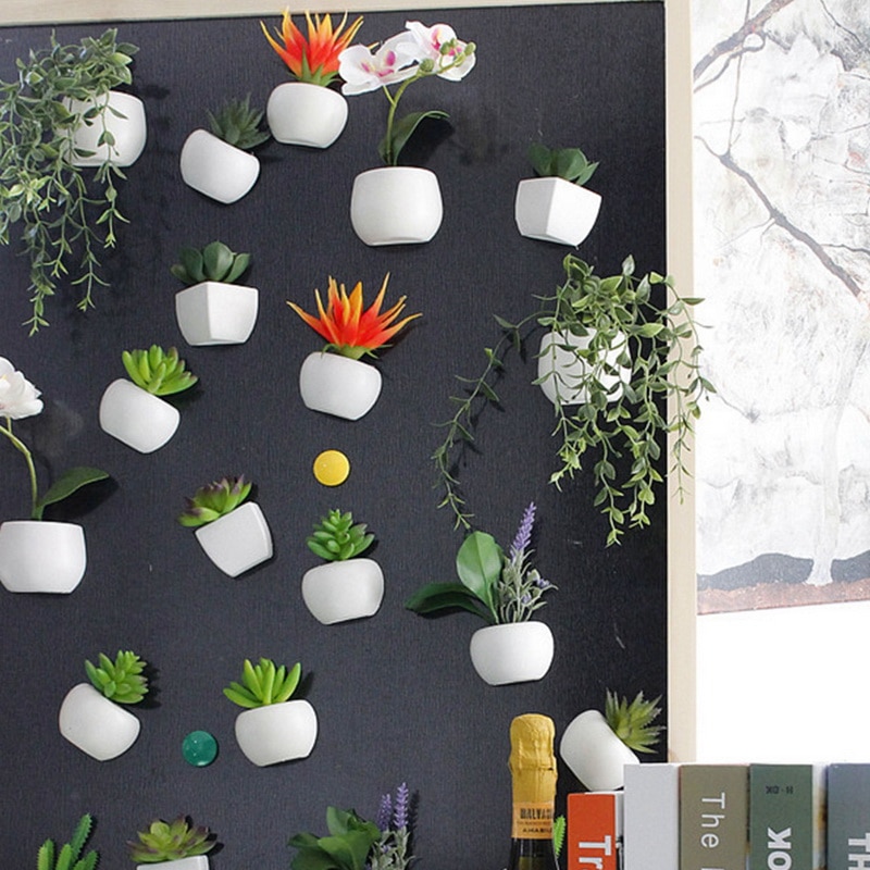 Etiqueta engomada del refrigerador ramo de flores suculentas planta de nevera imán magnético maceta planta para la decoración de la pared del hogar