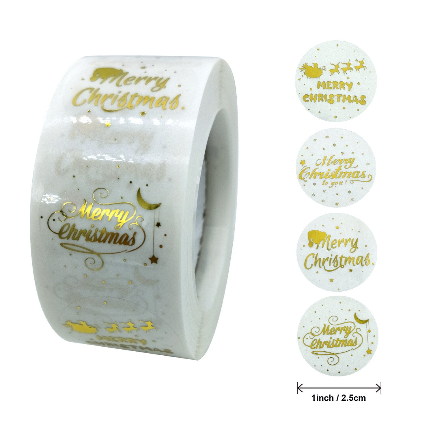 Weihnachten Box 100/500Pcs Runde Etiketten Weihnachten Aufkleber Candy Tasche Blume Box Kuchen Boxen Verpackung Neue jahr Aufkleber