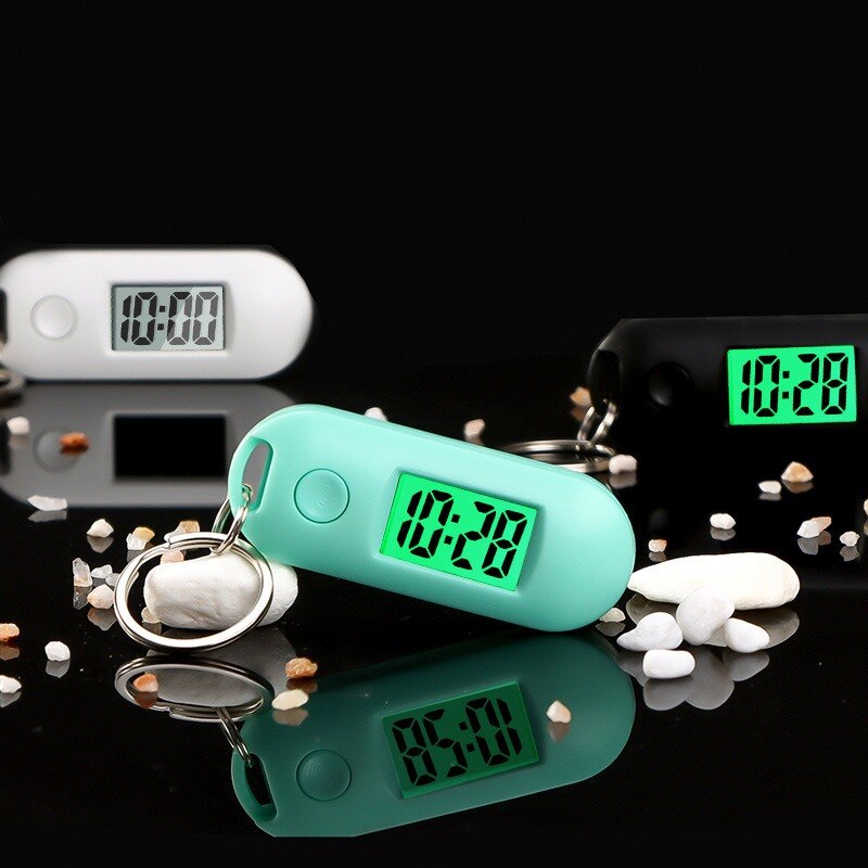 Mini Portable Student Keychain Watch Digital Electronic Watch Quiet Test Pocket Watch Green Backlight LCD Display Digital Clock