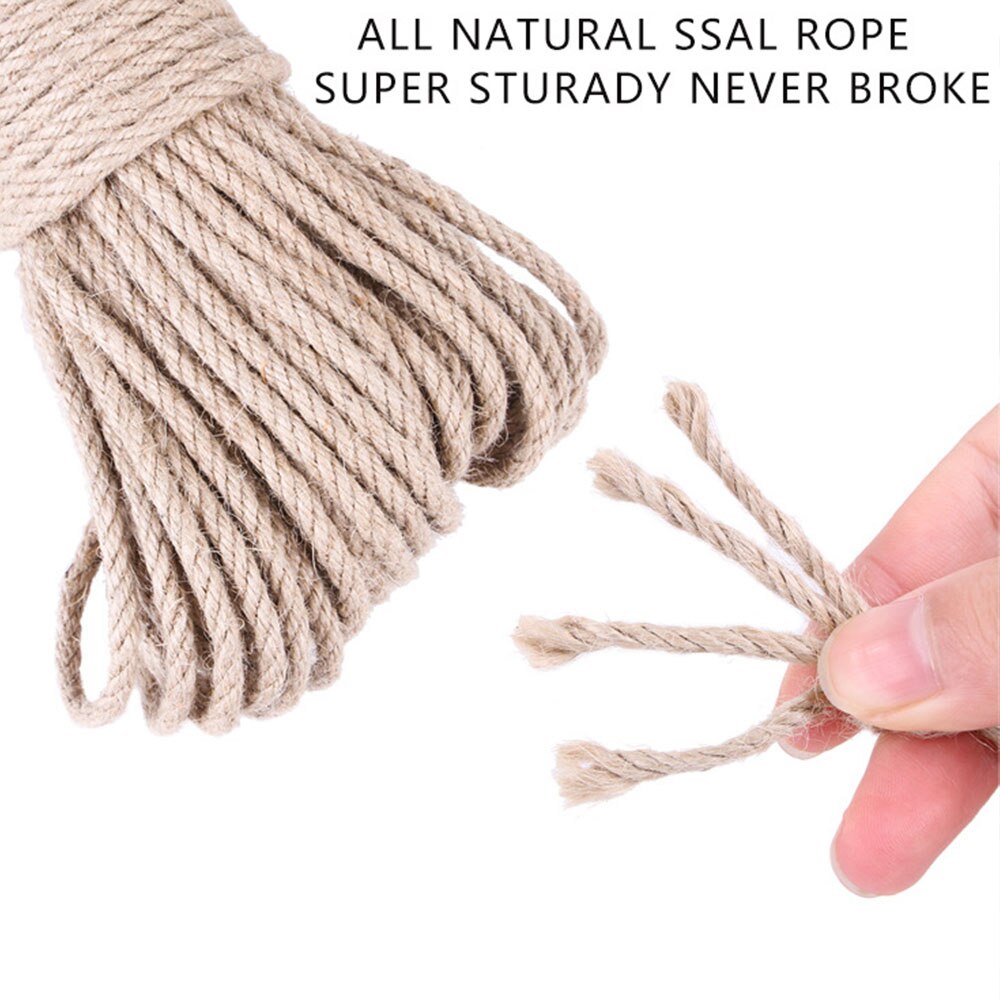 6mm Natural Sisal Rope For Cat Climbing Frame DIY Handmade Jute Rope Lighting Rope Binding Hemp Rope Climbing Frame