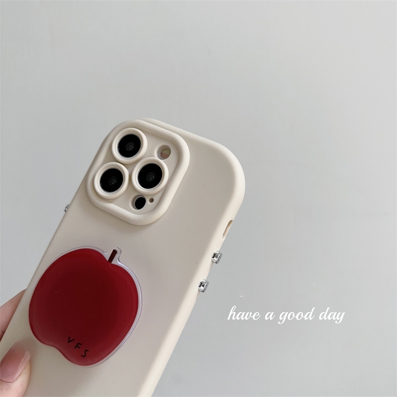 Korea Ins Kawaii Red Fruit Bracket Phone Case For IPhone 15 14 13 12 11 Pro MAX XS XR X Cute Shockproof Back Cover