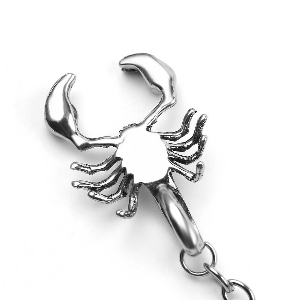 Silver Black Cool Scorpion Animal Pendant Key Chain Stainless Steel Exquisite Punk Keychain Men Jewelry Birthday