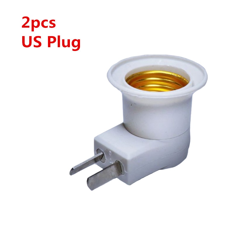 Adaptador de bombilla con enchufe de la UE, convertidor de luz LED E27, tipo de Base a CA, 220V, 1/2 Uds.: 2pcs US Plug