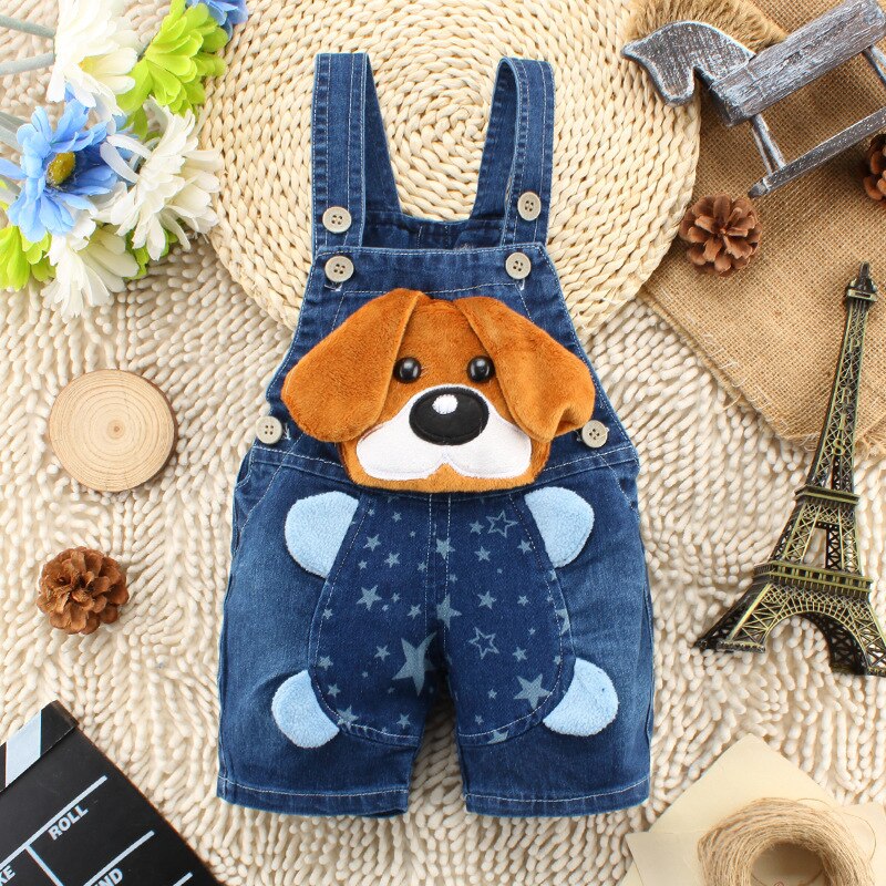 Zomer Katoenen Baby Shorts Broek Peuter Jongens Meisjes Jeans Overalls Shorts Elastische Denim Cartoon Hond Casual Baby Kleding Broek: dogstar / 13-18M