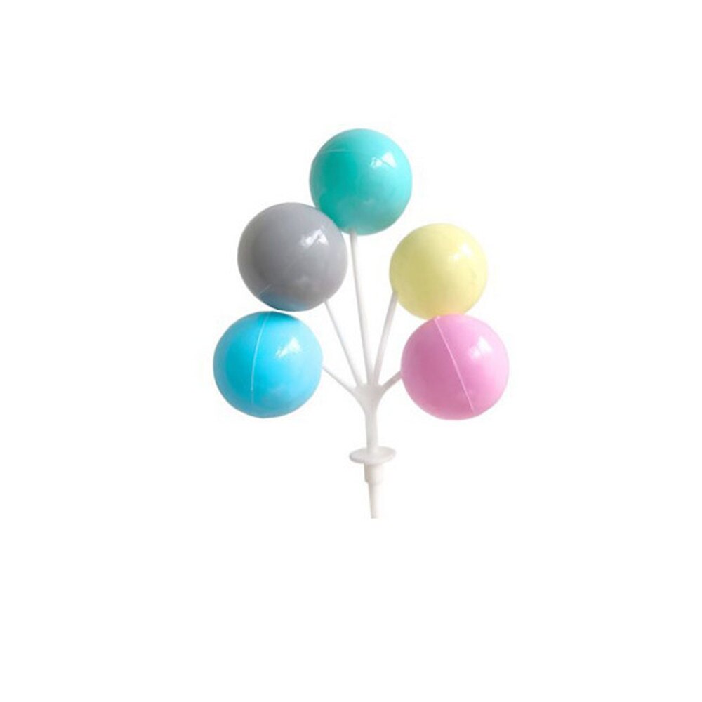 1 sæt regnbuefarvet ballon slikkepind kage topper tillykke med fødselsdagsfest dessert indsæt flag dekoration. børns fødselsdagsdekoration: Lyserød
