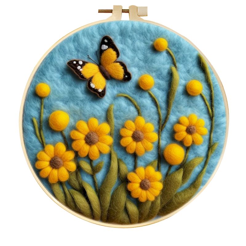GATYZTORY Wollfilz-Gemälde, DIY-Wollstickerei-einstellen, kreative Blumenlandschaft, Wolle, Nadelfilz, Bild-einstellen, Basteln, Gemälde,: Braun