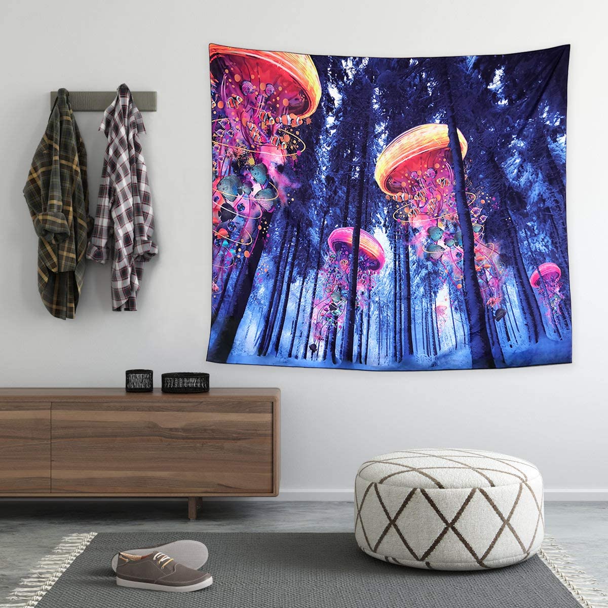 Psychedelische Paddestoel Muur Opknoping Voor Slaapkamer Woonkamer Hippie Trippy Deken Bos Kamer Decoratie Esthetische Baphomet Esthetische