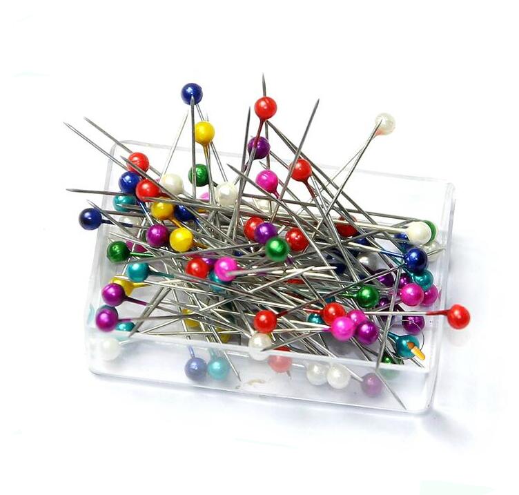 200 unids/lote ronda alfileres con cabeza recta con forma de perla de corte y confección de pera ramillete Pin para DIY Ropa Accesorios de costura agujas WYQ