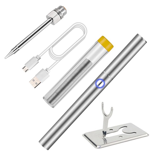 USB soldering iron kit with lid 5V 8W with indicator USB portable microelectronic repair soldering iron tool: tip-B kit no battery