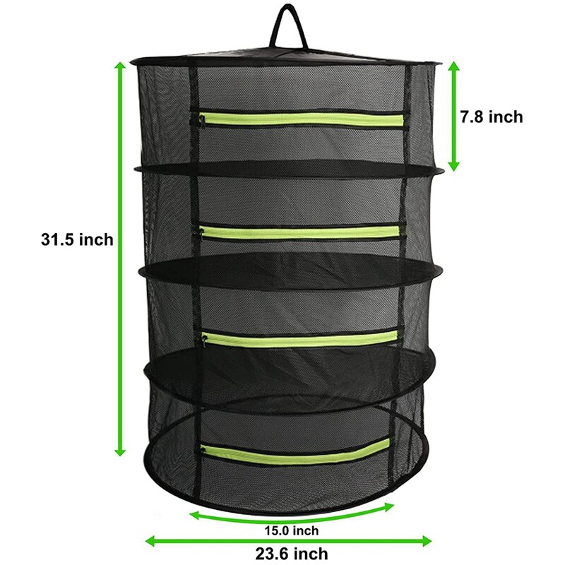 Herb Drying Rack Hanging Dryer Mesh Drying Rack With Green Zipper, 2Ft Plant Drying Rack Dry Net Pruning Shears