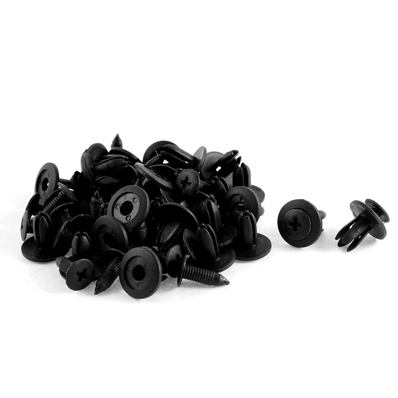 50 st svart bil stötfångare stänkskärm 6mm hål plast nitar fästelement klipp autofäste klipp bil kaross tryckhållare pin nit stötfångare