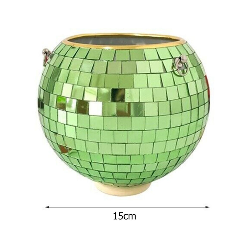 Disco Ball Hanging Flowerpot Round Mirror Planter Home Garden Ornament Vase Basket Boho Style Outdoor Home Yard Decoration 