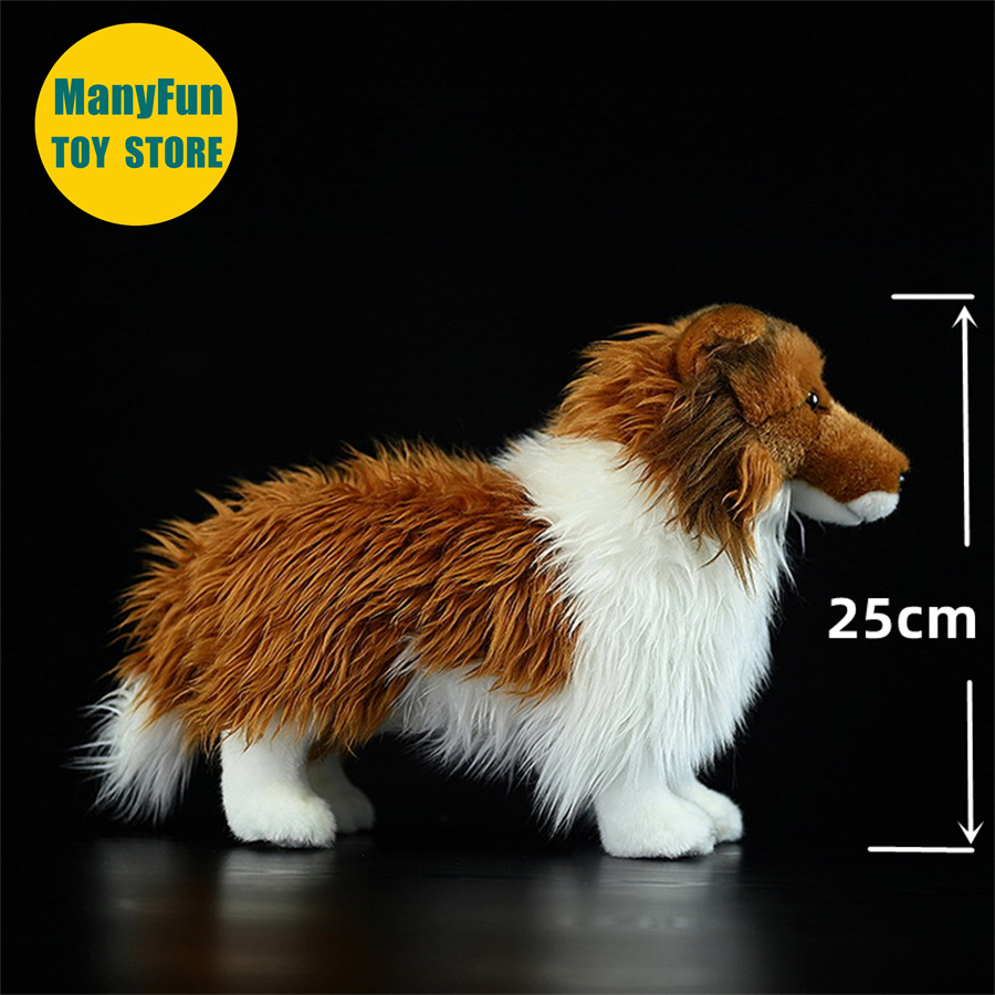 Sheltie hund plyschleksak högkvalitativ grov collie plysch shetland sheepdog leksak naturtrogna gosedjur simuleringsdocka leksaker: Vit