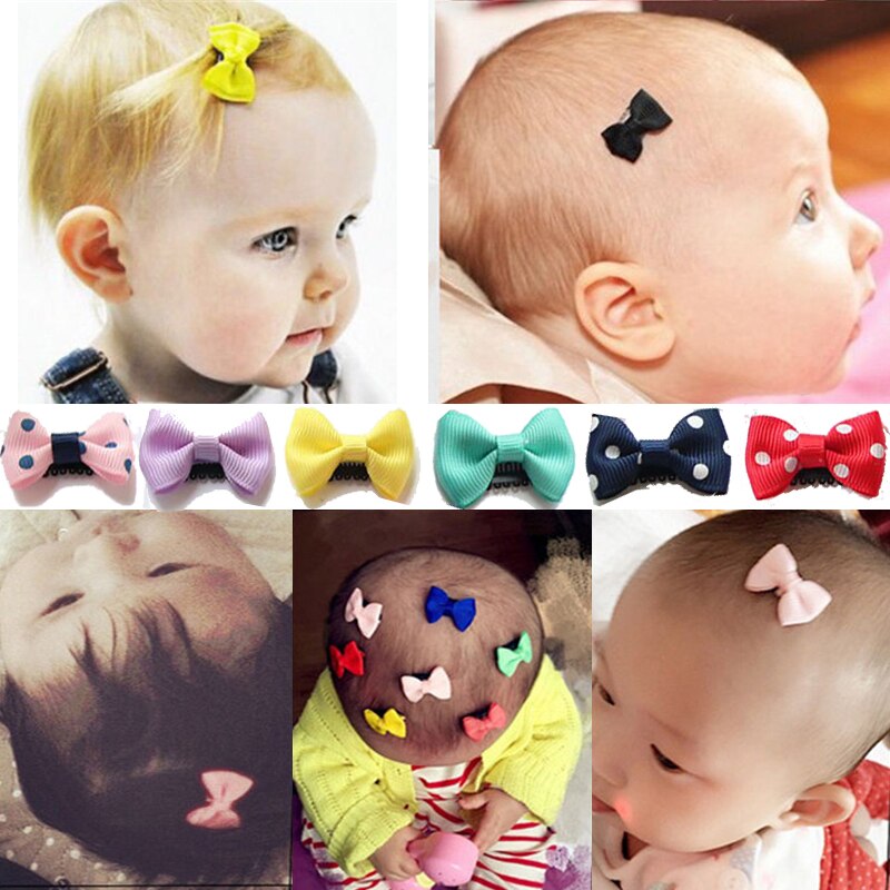 10Pcs Baby Meisje Haarspeldjes Boog Lint Haar Boog Mini Klink Clips Haar Clip Haarspelden Kids Haaraccessoires