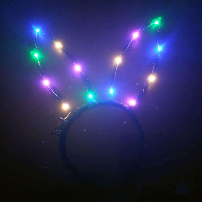 1 st kvinnor flicka långa kaninöron led blinkande pannband kanin öra lyser upp hårband glöd fest påsk