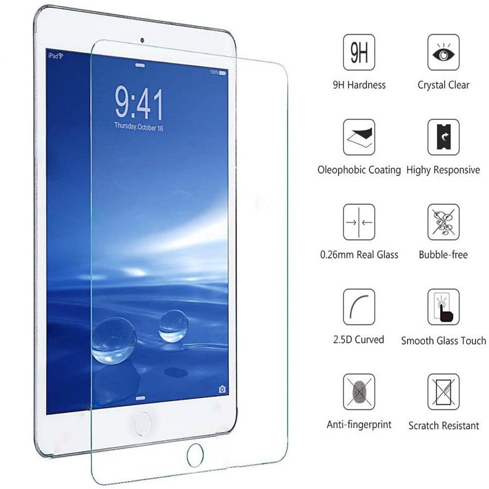 Paquete de 2 películas de vidrio templado para iPad Air 1, 2, , , 9,7 Pro, 11, 10,5, 10,2, , mini 1, 2, 3, 4, 5, Protector de pantalla antihuellas
