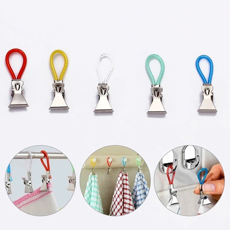 Pinnen Huishoudelijke 5Pcs Handdoek Opknoping Clips Clip Op Haken Loops Handdoek Hangers Opknoping Wasknijpers Keuken Badkamer Organizer
