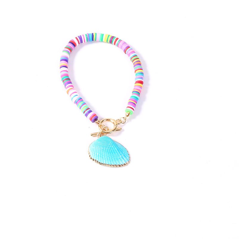 18cm Bohemia Colorful Shell Bracelet for Women Clay Bracelet Alloy OT Buckle Summer Beach Jewelry: 4