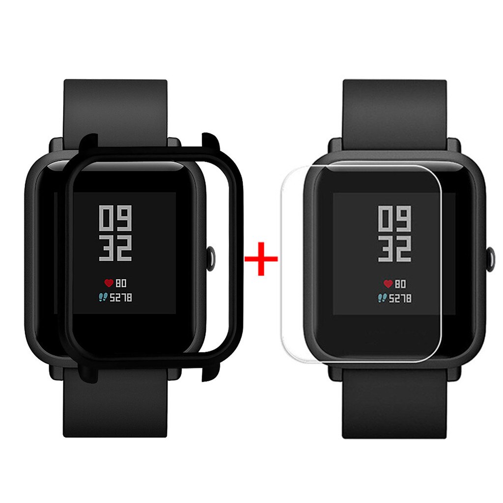 Kotelon kuori huami amazfit bip youth lite -kuorille näytönsuojakalvolla de pantalla ochrona ekranu naarmuuntumaton: B