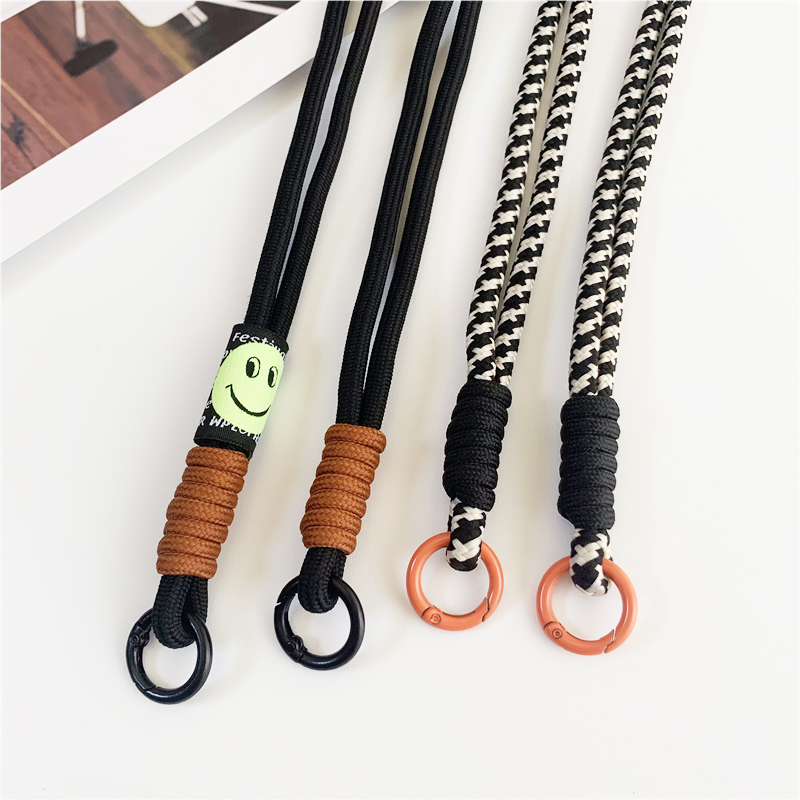 120cm Double Rope Mobile Phone Lanyard Crossbody Phone Straps Neck Clip Cord Rope Twisted Backable Outdoor Anti-loss Phone Chain