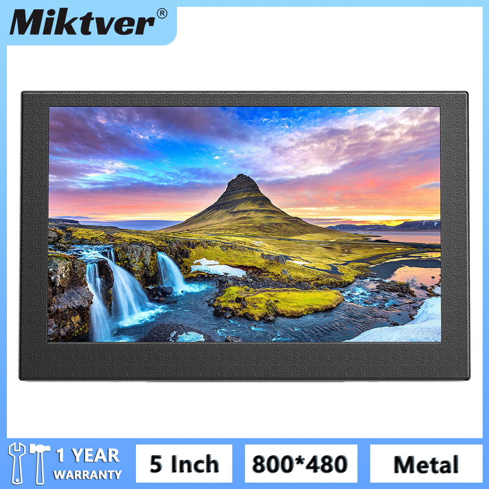 Miktver Monitor LCD IPS da 5 pollici Monitor Video per fotocamera con custodia in metallo 800x480 con ingressi HDMI/AV/VGA supporto per fotocamera DSLR/DVD/DVR