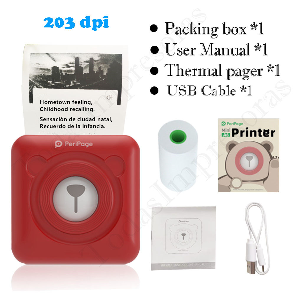 Peripage Mini Pocket Printer Draadloze Thermische Photo Printer Labels Android Iphone Kids A6 Navidad Regalos Impresora