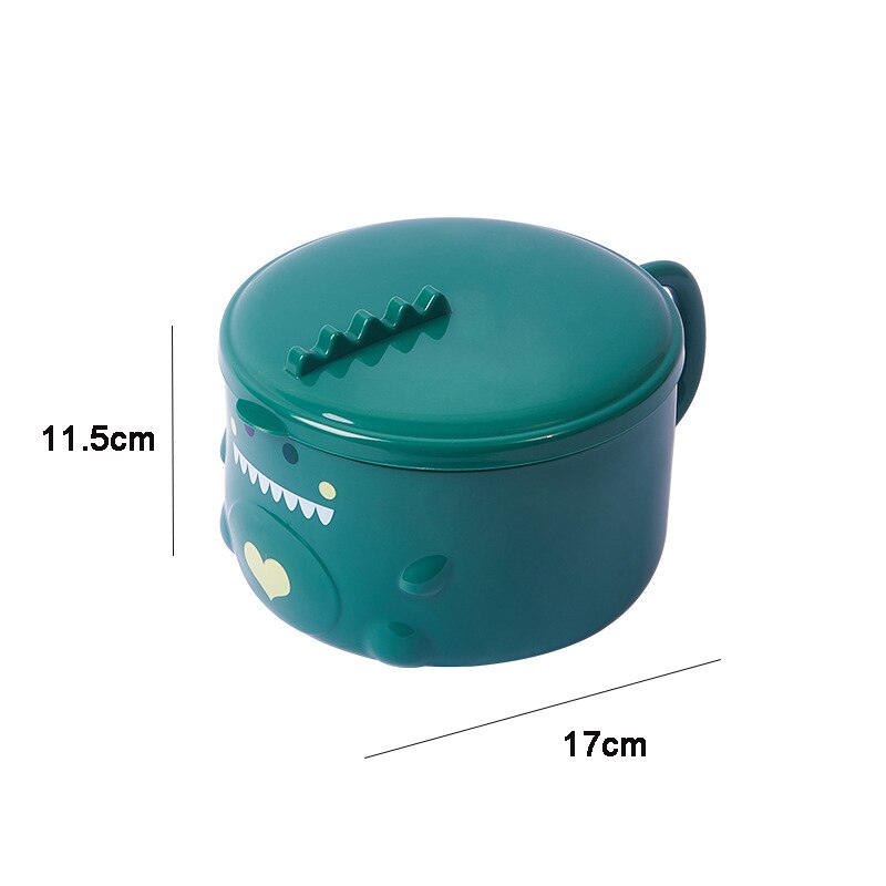 Kawaii Dinosaur Ramen Bowl Instant Ramen Noodles Korean Food Container Stainless Steel Student Bento Box with Lid &amp; Handle 850ml
