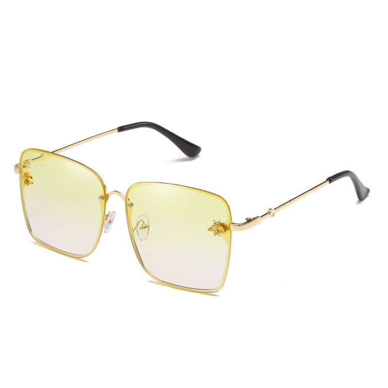 Gafas de sol cuadradas de abeja sin montura para mujer y hombre, anteojos de sol femeninos de gran tamaño con gradiente de abeja, con UV400,