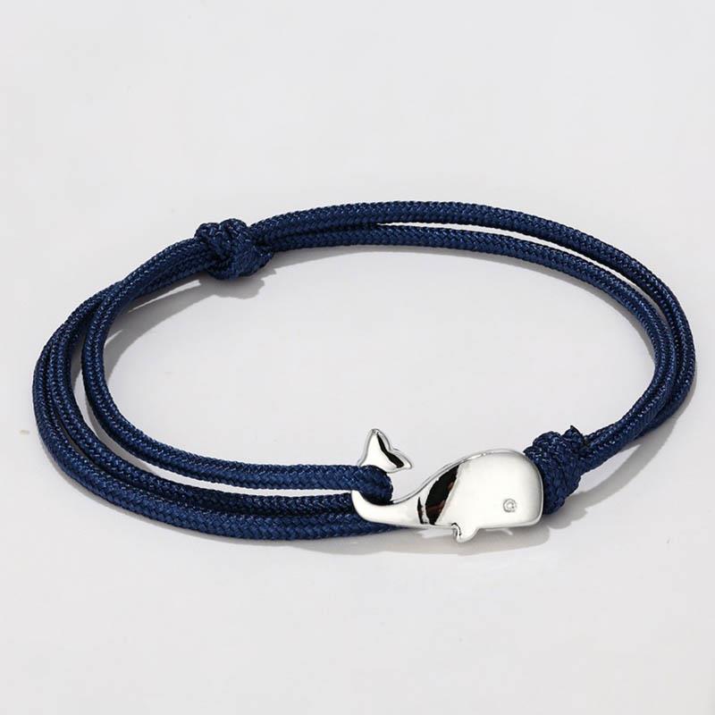 Bracelet ancre Style marin pour hommes et femmes, 1 pièce, corde de Parachute de Camping, queue de baleine, crochets métalliques: Navy