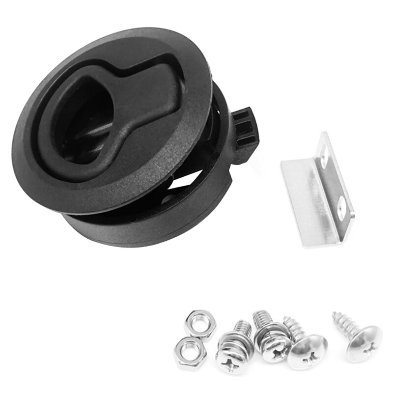 Black 2 inch Flush Pull Slam Latch for Boat Deck Hatch 1/4 inch Door Locking Style for RV Trailer Ship