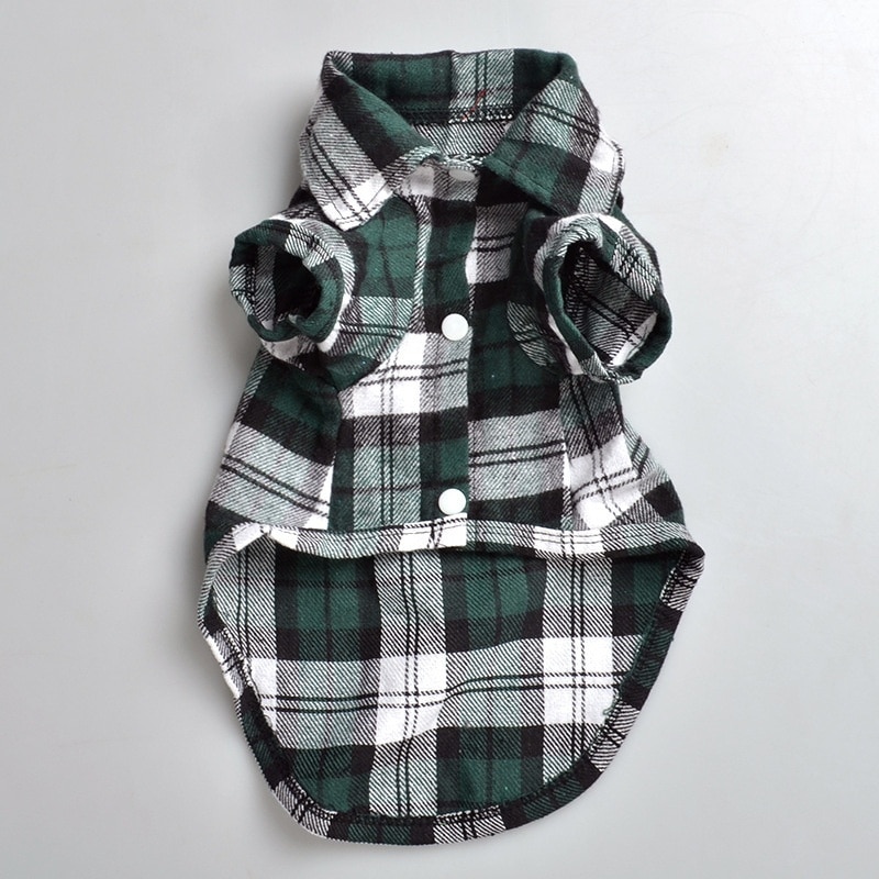 Lente Pet Puppy Hond Vesten Plaid Streep Huisdier T-shirt Katoen Kat Grid Kostuums Hond Herfst Kleding jas Jassen: green / S