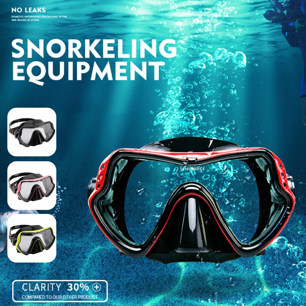 SFIT Swimming Goggles Underwater Anti Fog Half Face Nose Clip Glasses Diving Bikini Tempered Glass Lens Snorkel Goggles