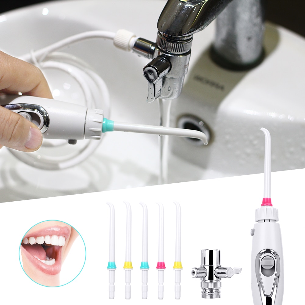 6 Tips Family Switch Faucet Oral Jet Irrigator Pressure Water Dental Flosser SPA Cleaner Interdental Brush Daily Tooth Cleaner