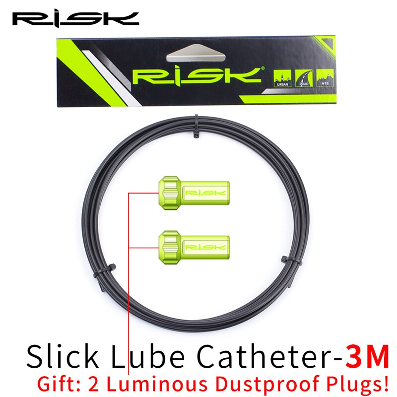 RISK 3 Meter Bicycle Slick Lube Catheter with 2 Dust Plug For Brake Shifting Internal Cable Routing Oil Tube Injection Housing: Default Title