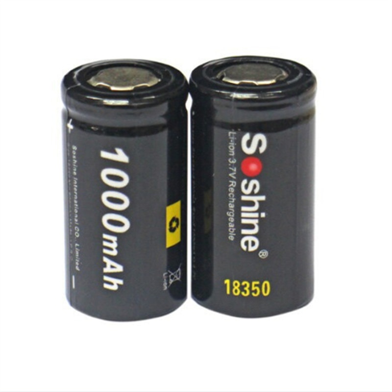 2 Stuks Soshine 18350 Li-Ion Batterij 3.7V 1000 Mah Oplaadbare Batterij