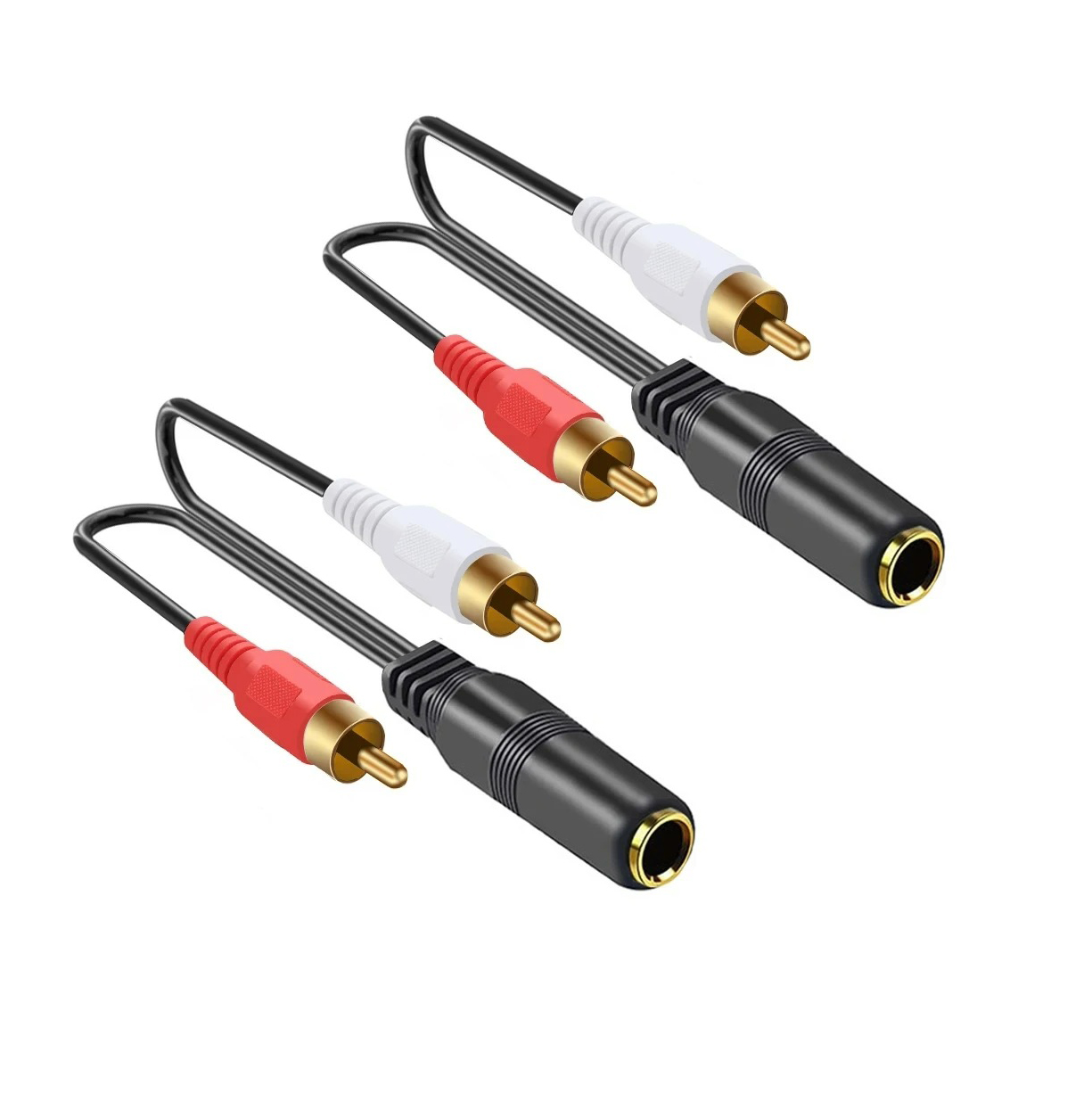 1/4 inch TRS-aansluiting naar 2 RCA R/L Y-splitter Stereo audiokabel 0,3 m Dual RCA naar 6,35 mm adaptersnoer voor versterker mixer luidspreker: green