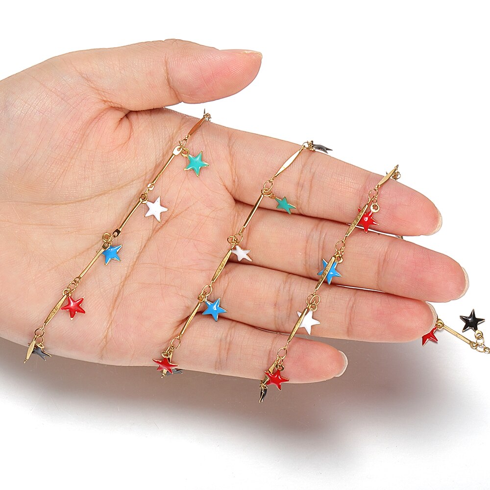 1Meter Kleurrijke Ketting Ster Gouden Ketting Rvs Enamel Ketting Accessoires Voor Sieraden Maken Componenten Diy Ketting