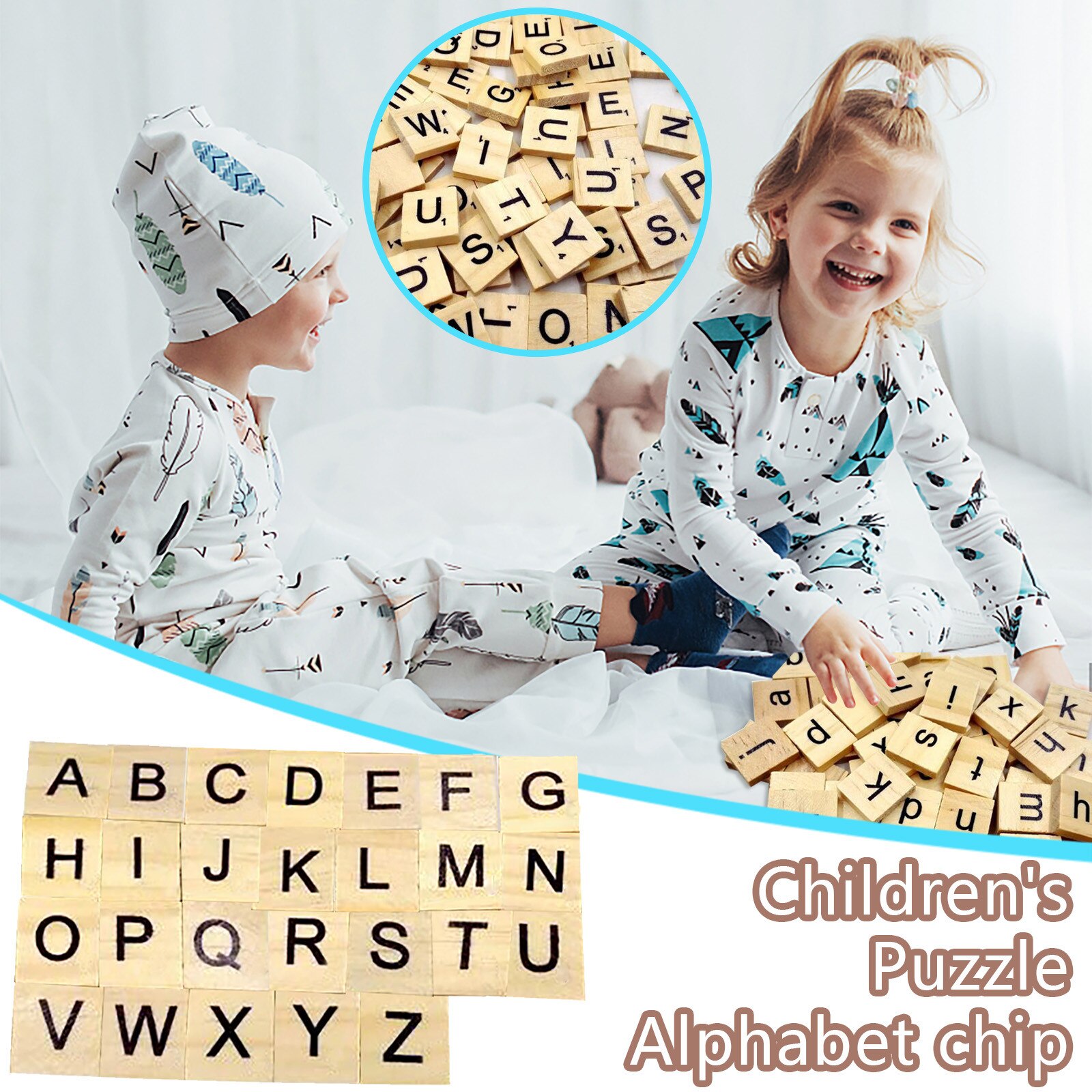 26 Letters English Words Wooden Letters Alphabet Tiles Black Scrabble Letters Wood Crafts Early Educational Toys For Baby: Default Title