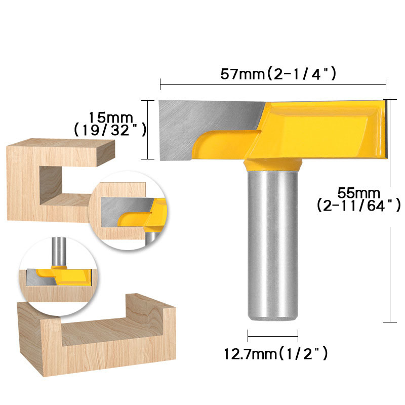 Cleaning Bottom Router Bits with 8mm 1/2mm Shank,2-1/4 Cutting Diameter for Surface Planing Router Bit: 12.7mm