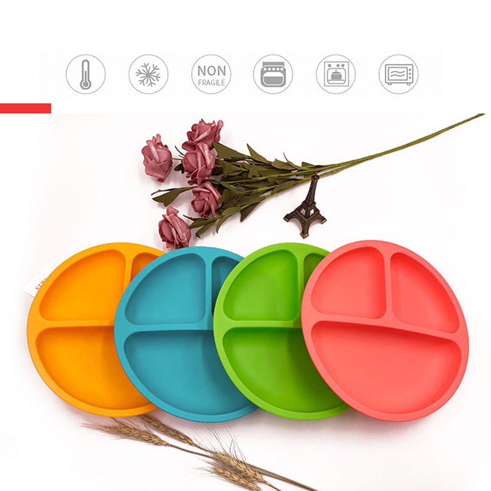 Plato de comedor de silicona para bebé sin BPA, vajilla para el almuerzo con cara sonriente encantadora, platos de frutas de cocina, platos de comida para niños, platos de cena