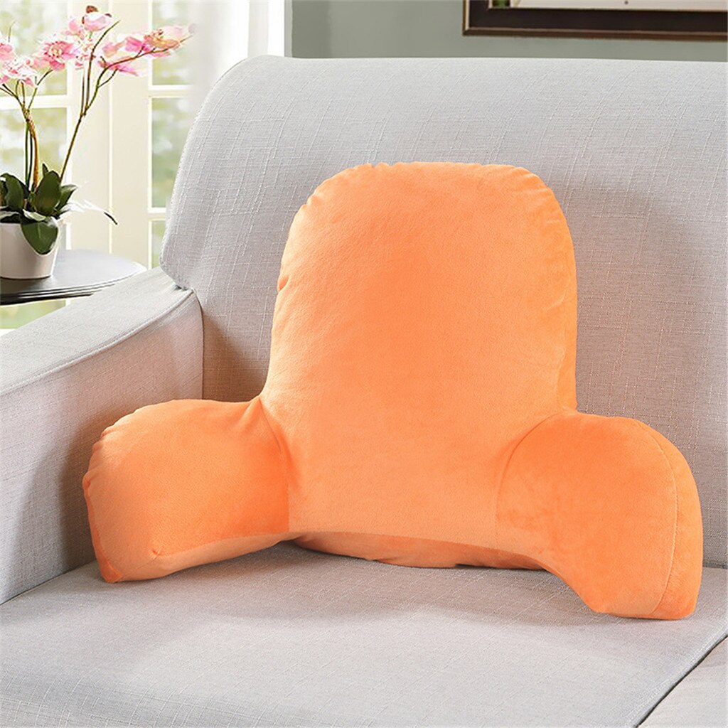 Thicked 100% Cushion Lumbar Back Support Chair Cushion With Arms Back Pillow Bed Plush Big Backrest Reading Rest Pillow: Orange