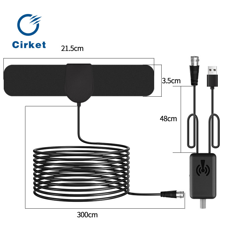 Cirket HD digital TV Antenna Amplifier 25dBi Indoor and outdoor home TV antennas 75 Ohm Free-to-Air Television Reception: Default Title