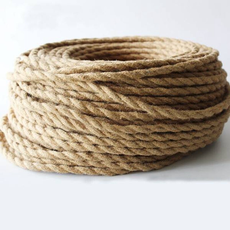 Beige Ouderwetse Draad, Hennep Touw Gevlochten Textiel Draad Twisted Pair Kabel Gevlochten Draad Retro Kroonluchter Draad