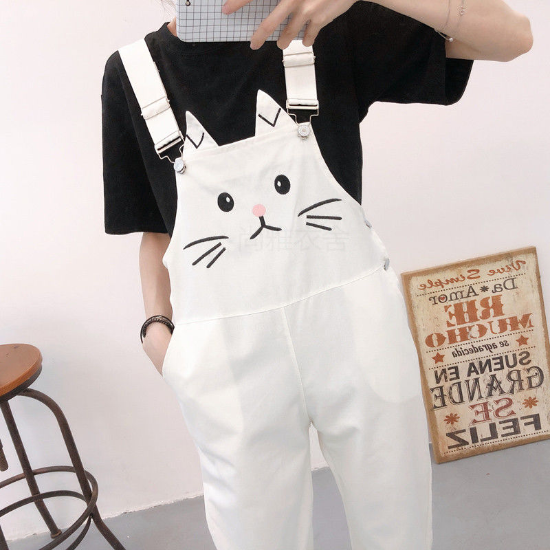 Jumpsuits dam kawaii tecknad lös overall slouchy byxor student daglig chic fritid oversize matchande söt dam