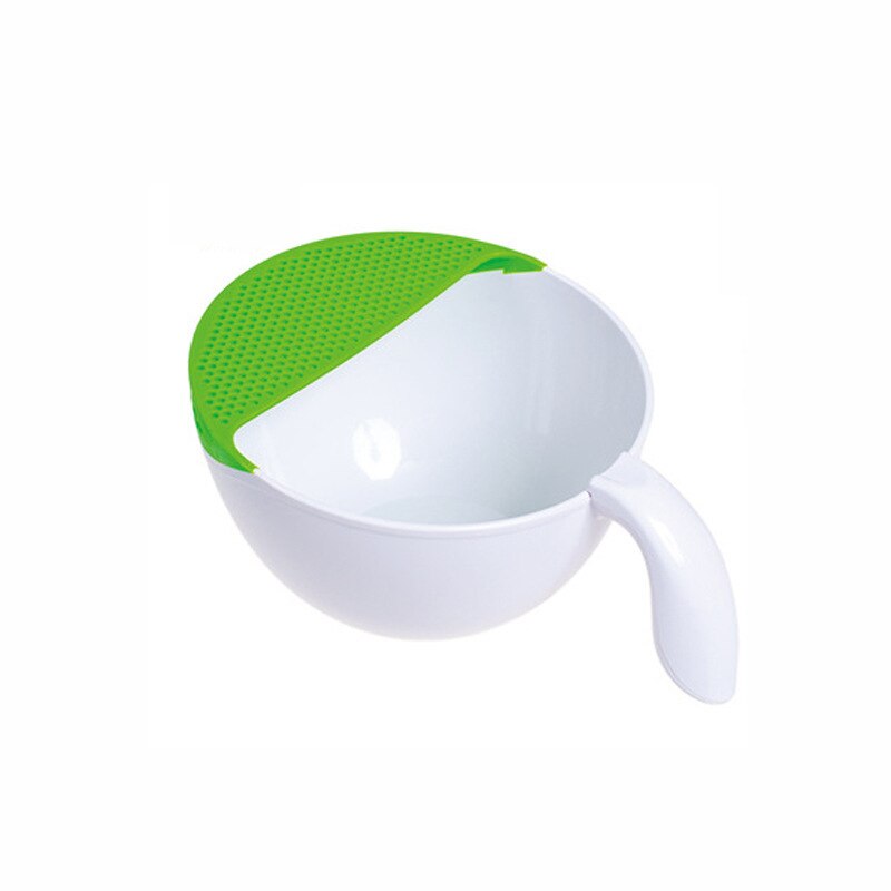 Kitchen Panning Basket ABS Anti-Slip Water Drainer Fruit Basket Wash Rice Sieve With Handle Kitchen Cleaning Tools 30*24*14cm: Green / M