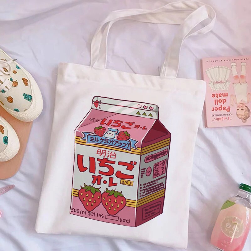 Esthetische Harajuku Herbruikbare Canvas Tas Dames Schoudertas Boodschappentas Boodschappentas Dames Handtas Handtas.