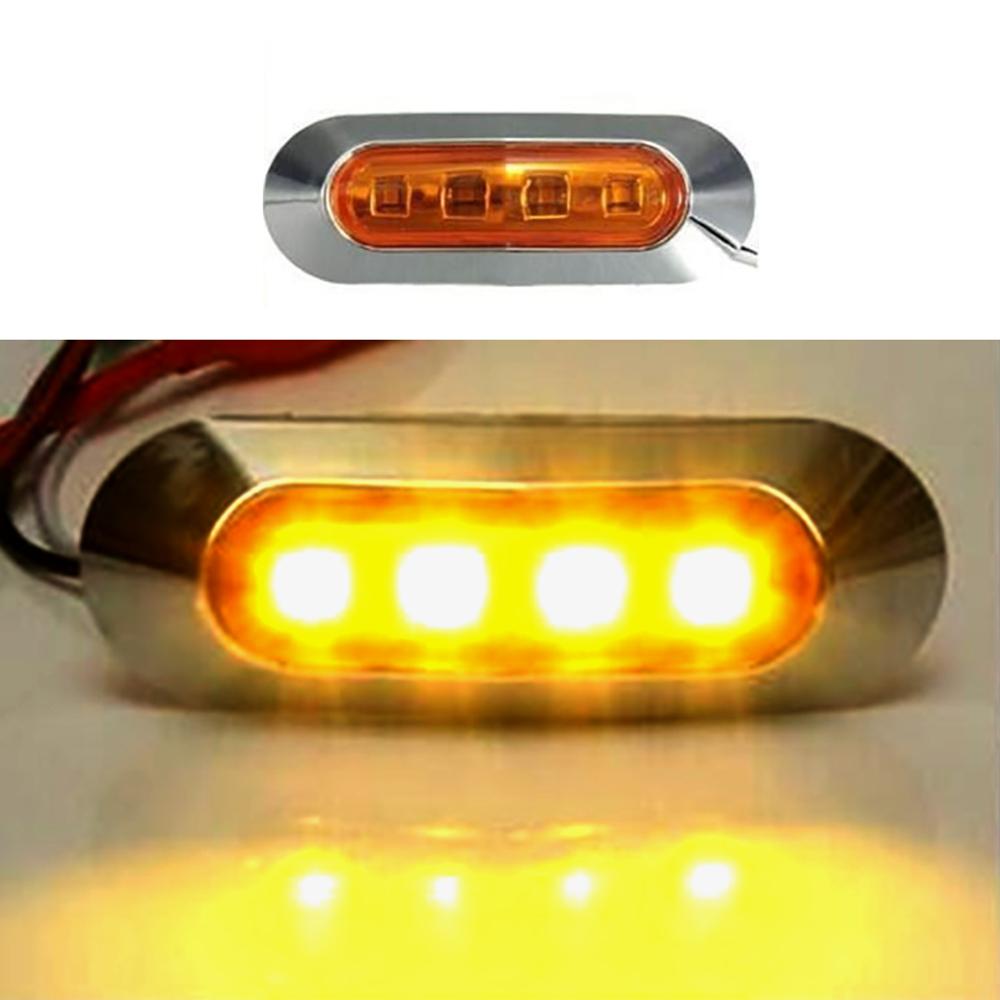 10Pcs Amber 4 Smd 12/24V Led Side Marker Achterlicht Ontruiming Lamp Truck Trailer