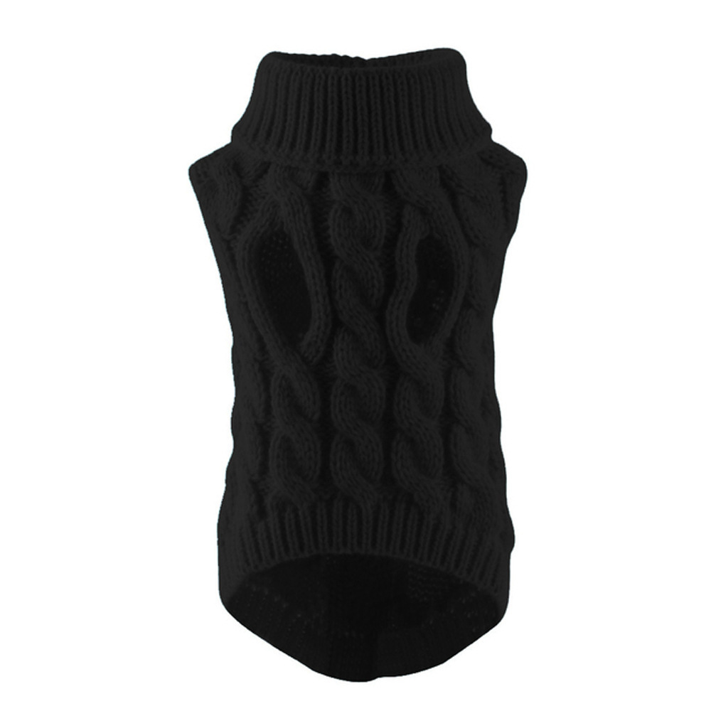 huisdier kleine hond kleding trui mode herfst winter effen gebakken stof wendingen breien warme comfort kleding: S / Black