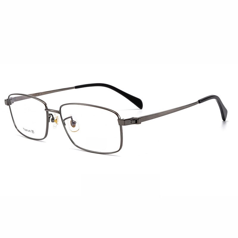 Gafas ultraligeras de titanio puro para miopía, lentes rectangulares de borde completo con bisagras de resorte, estilo de negocios para hombres: Gris